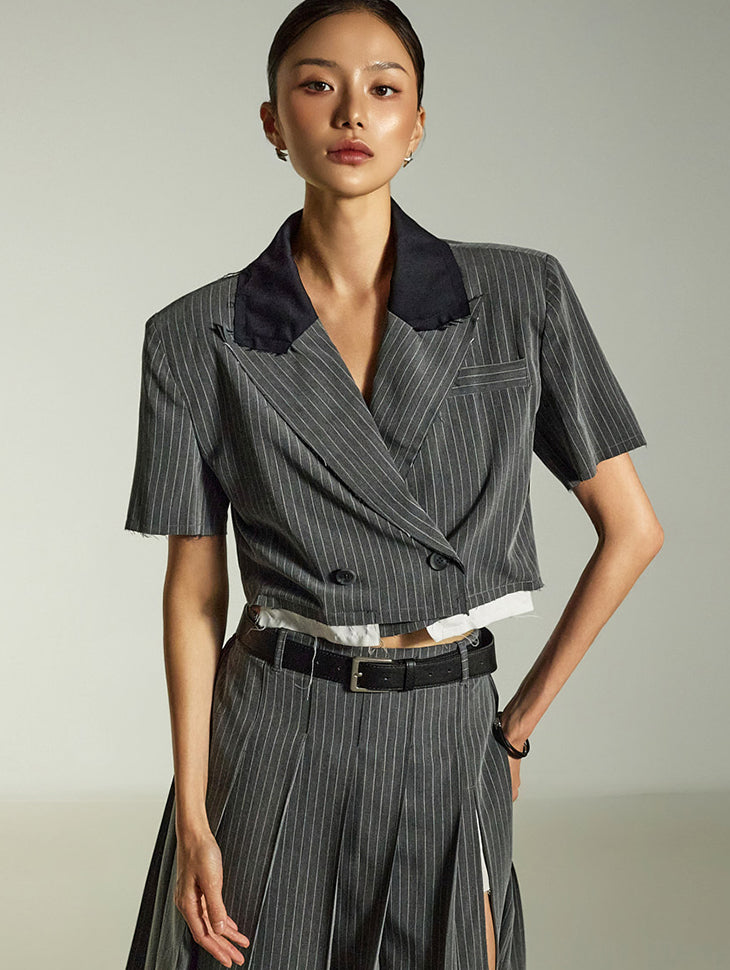 J2811 Stripe Crop Jacket