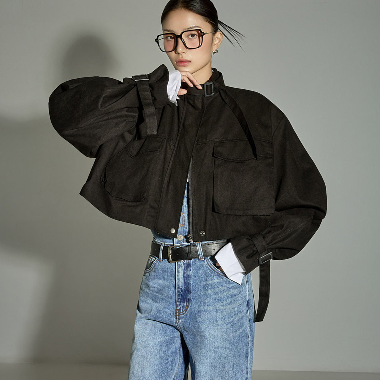 J2816 Cropped Bomber Jacket