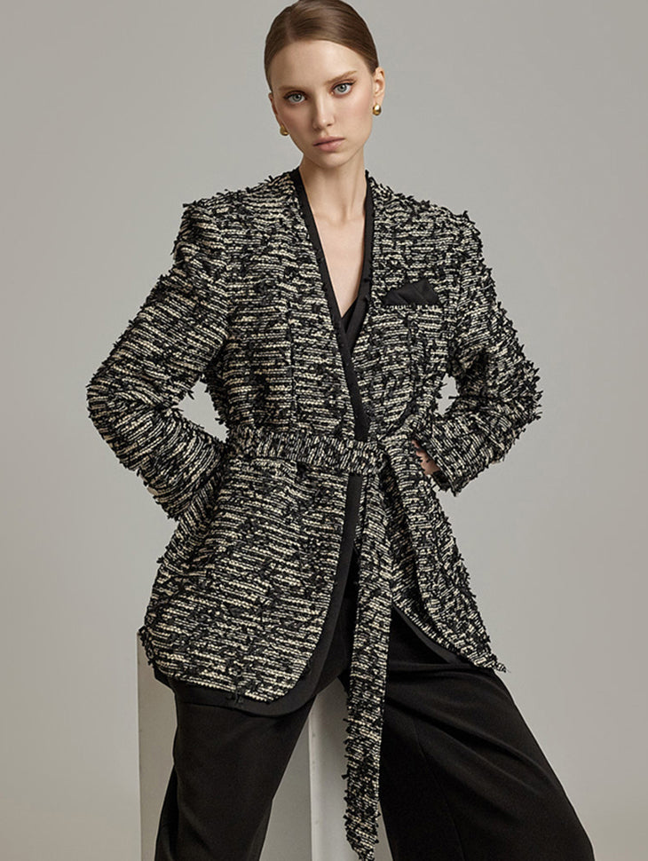 J2832 Tweed Jacket with Belt