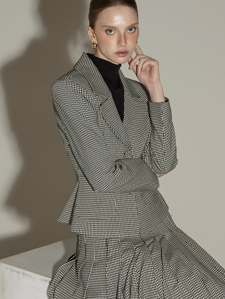 J2884 Gingham Checkered Jacket