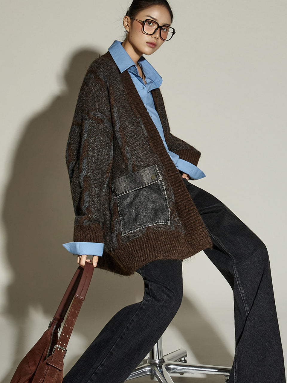 J2896 Twisted Color Cardigan