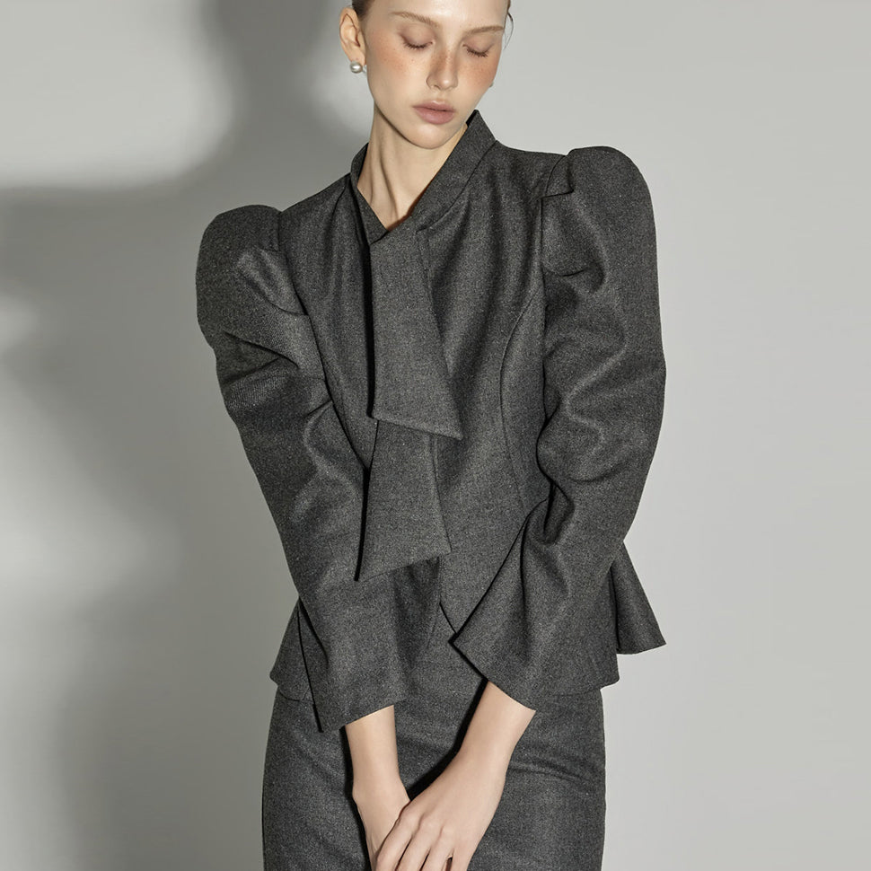 J2921 Wool Jacket with Tie