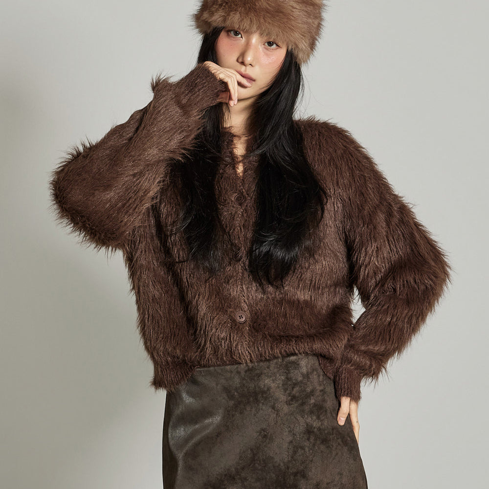 J2976 Fur Wool Cardigan