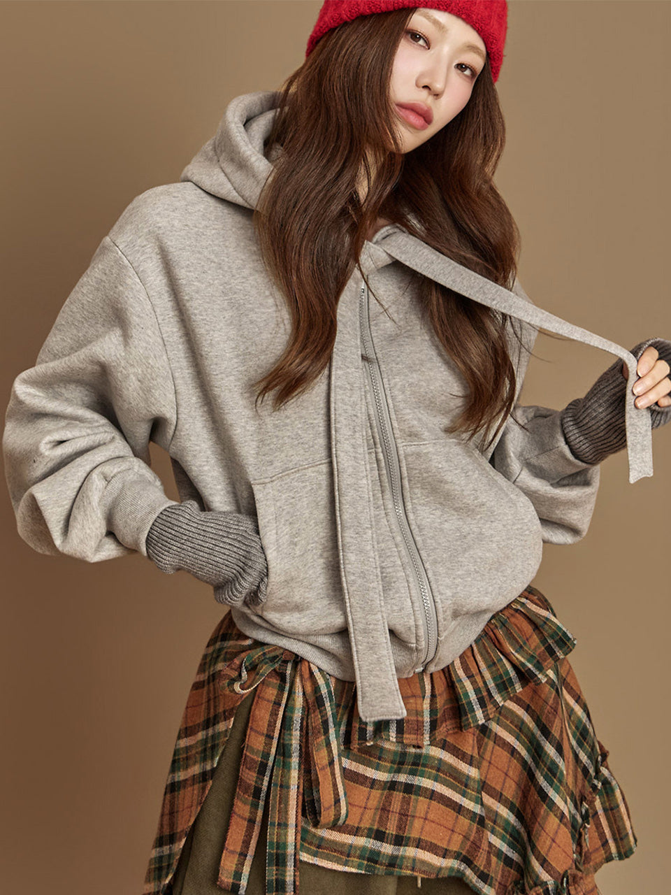 J2989 Fleece Hooded Zip-Up Jacket