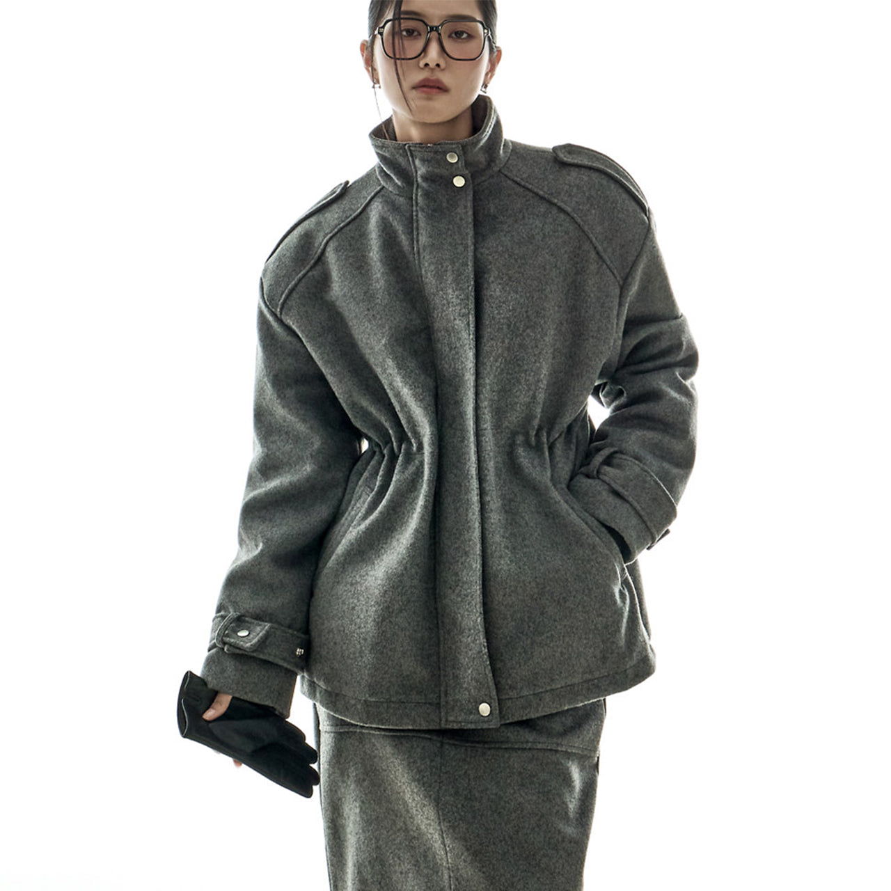 J3033 High-Neck Wool Jacket