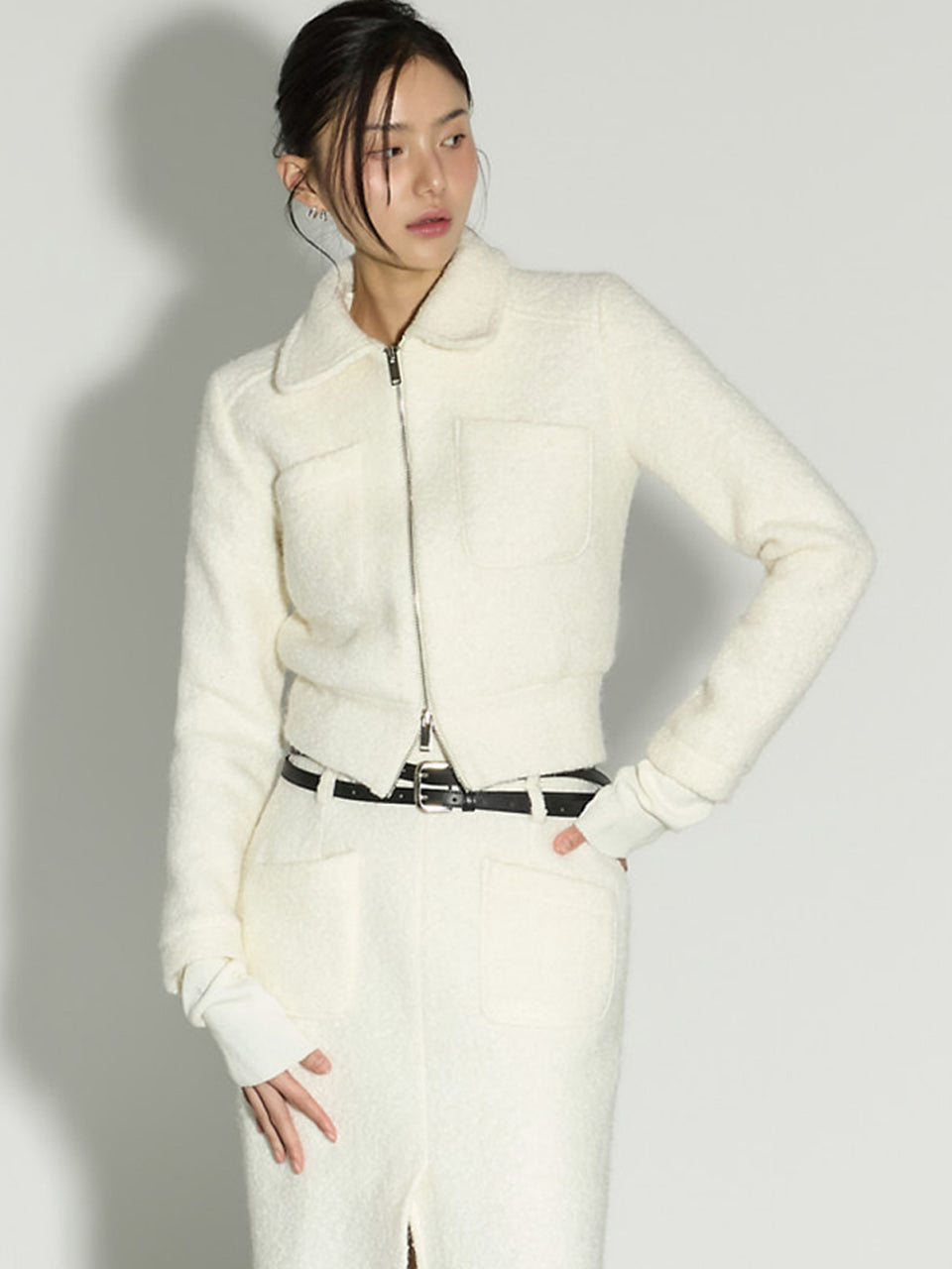 J3050 Terry Wool Zip-Up Jacket