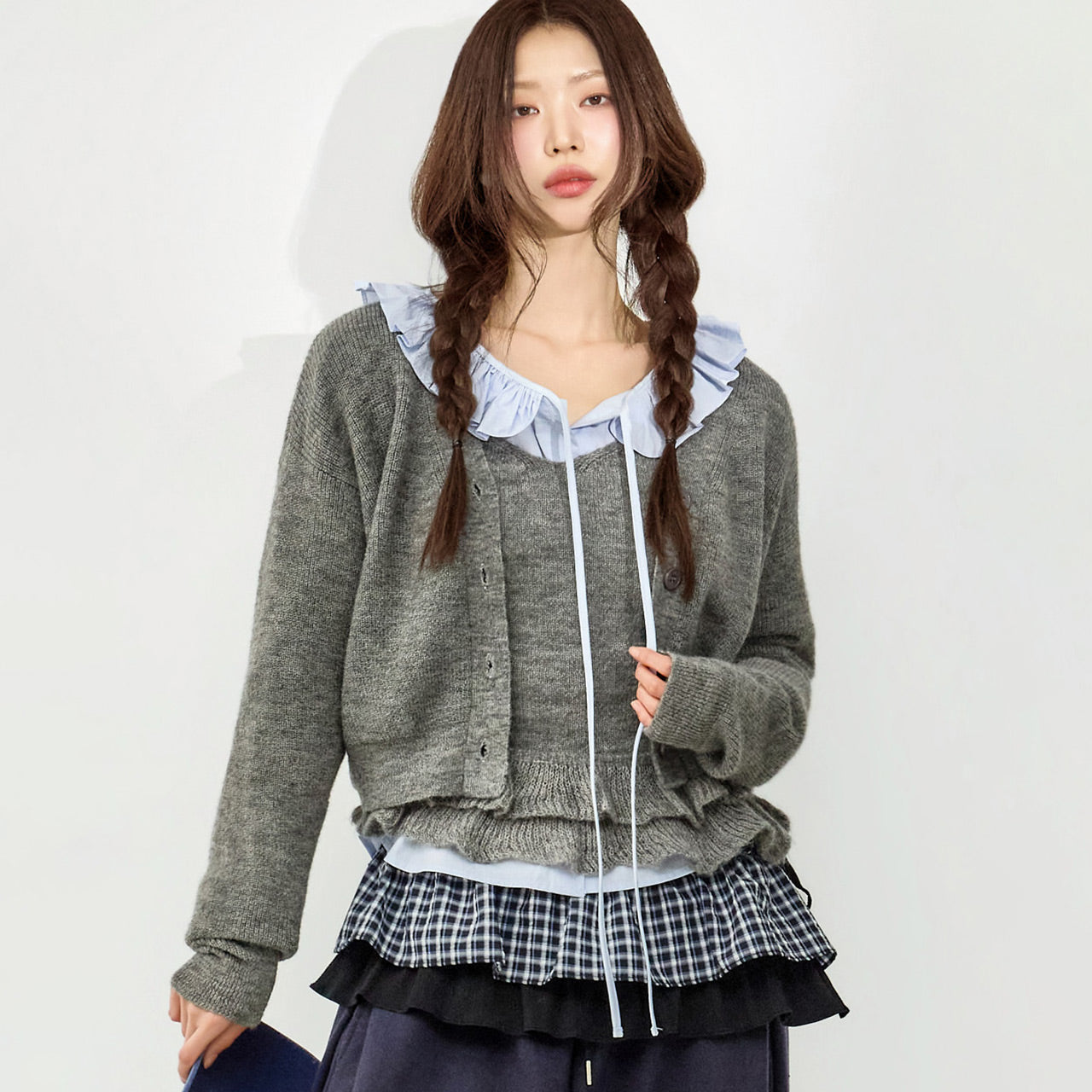 J3082 Frill Layered Cardigan