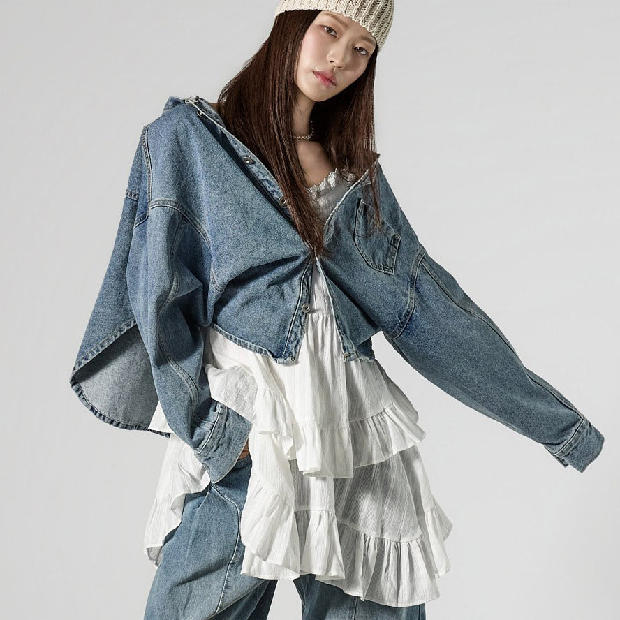 J3088 Hooded Denim Jacket