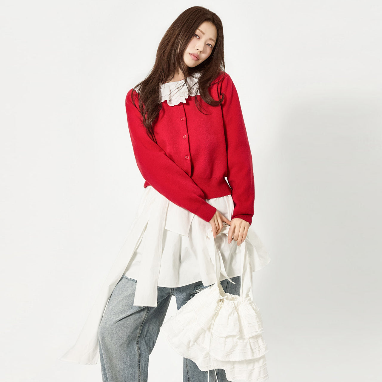 J3157 Frill Cardigan