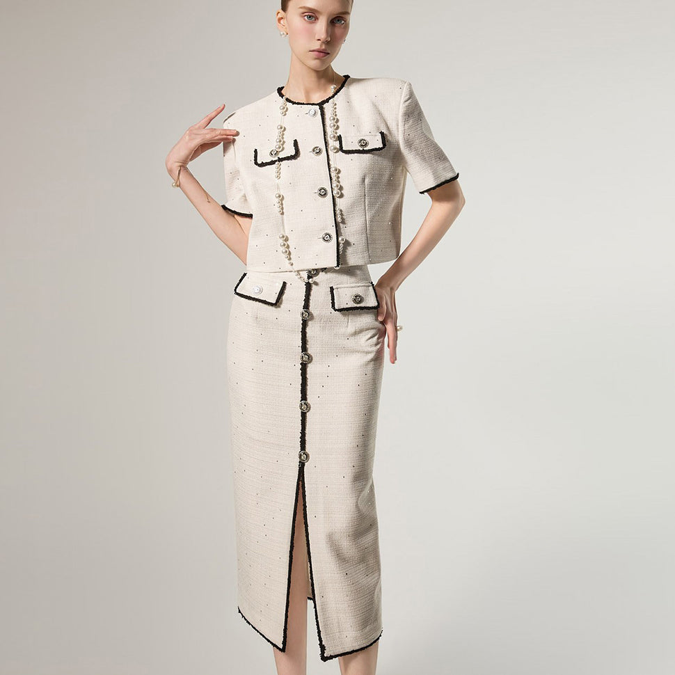 J3176 ツイード コントラスト ジャケット