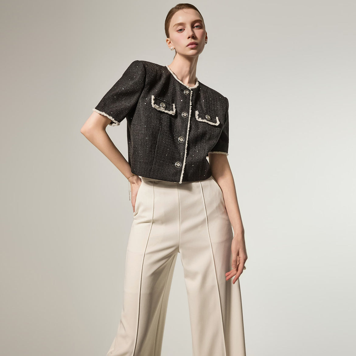 J3176 花呢拼色夹克