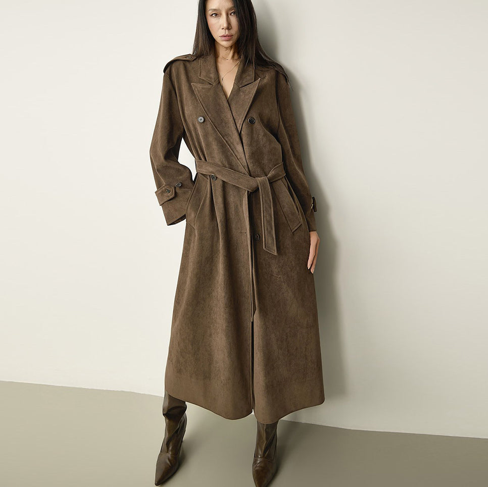 J3305 Suede Belted Coat