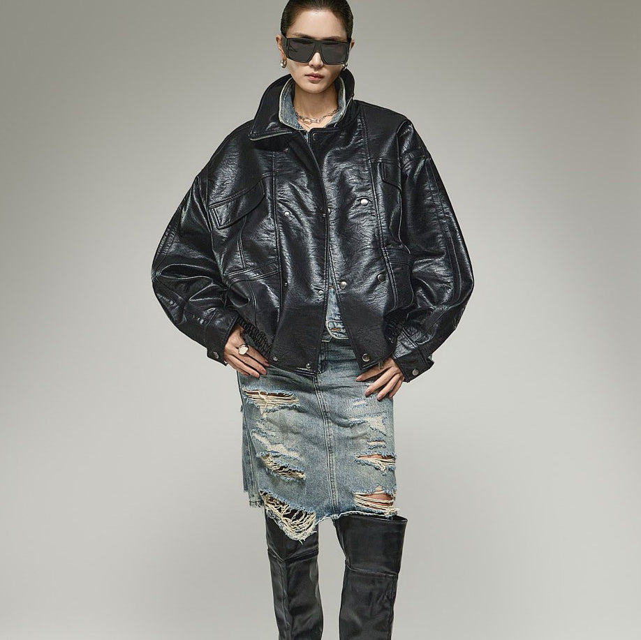 J3320 Double Leather Jumper