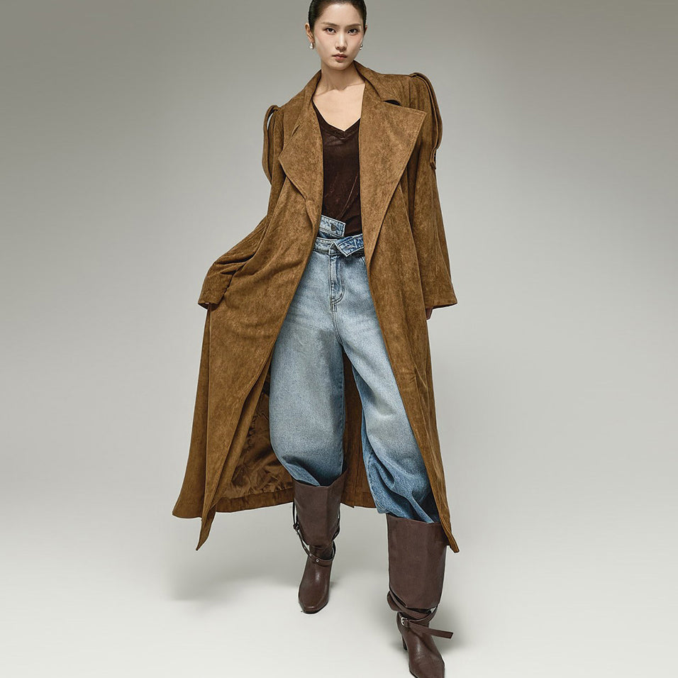 J3323 Suede Trench Coat