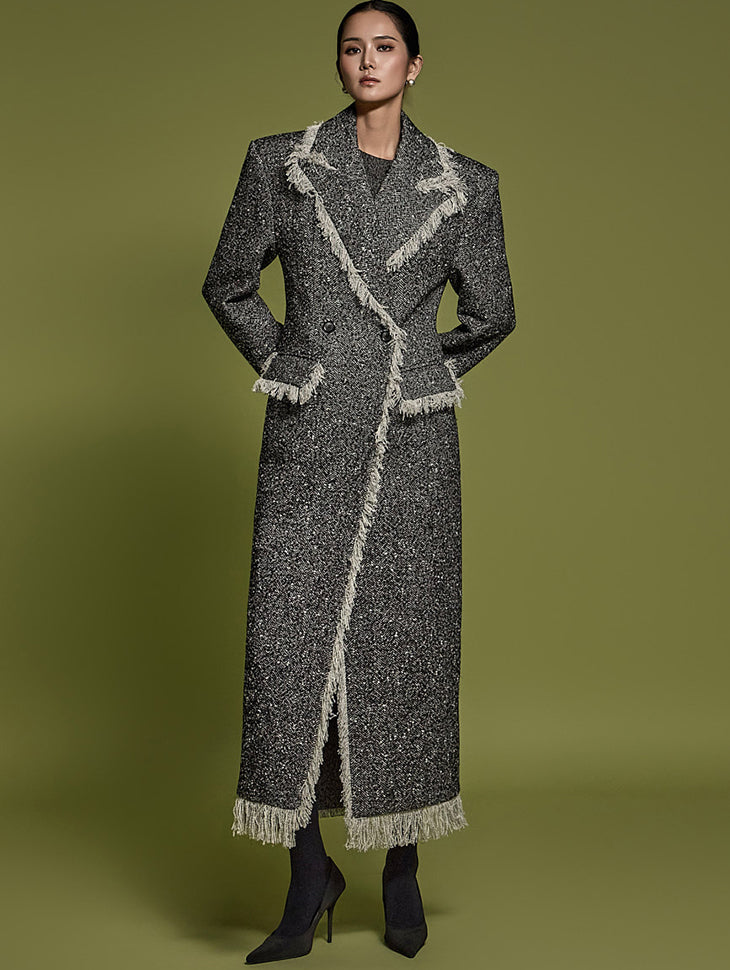 J9300 Herringbone Fringe Coat