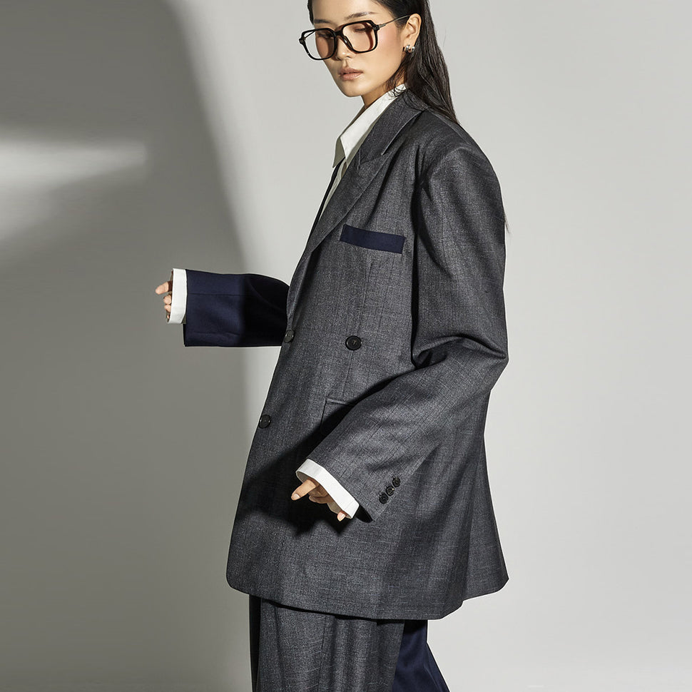 J9338 Two-Tone Collar Jacket