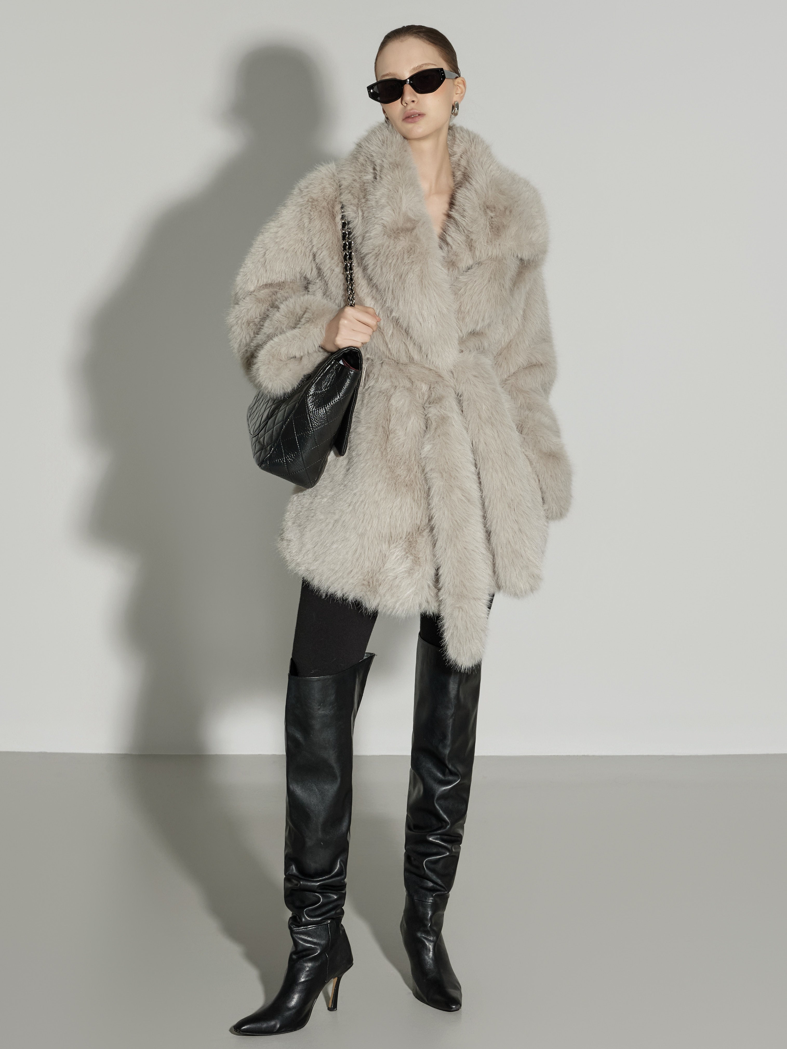 J9339 Fur Jacket with Belt
