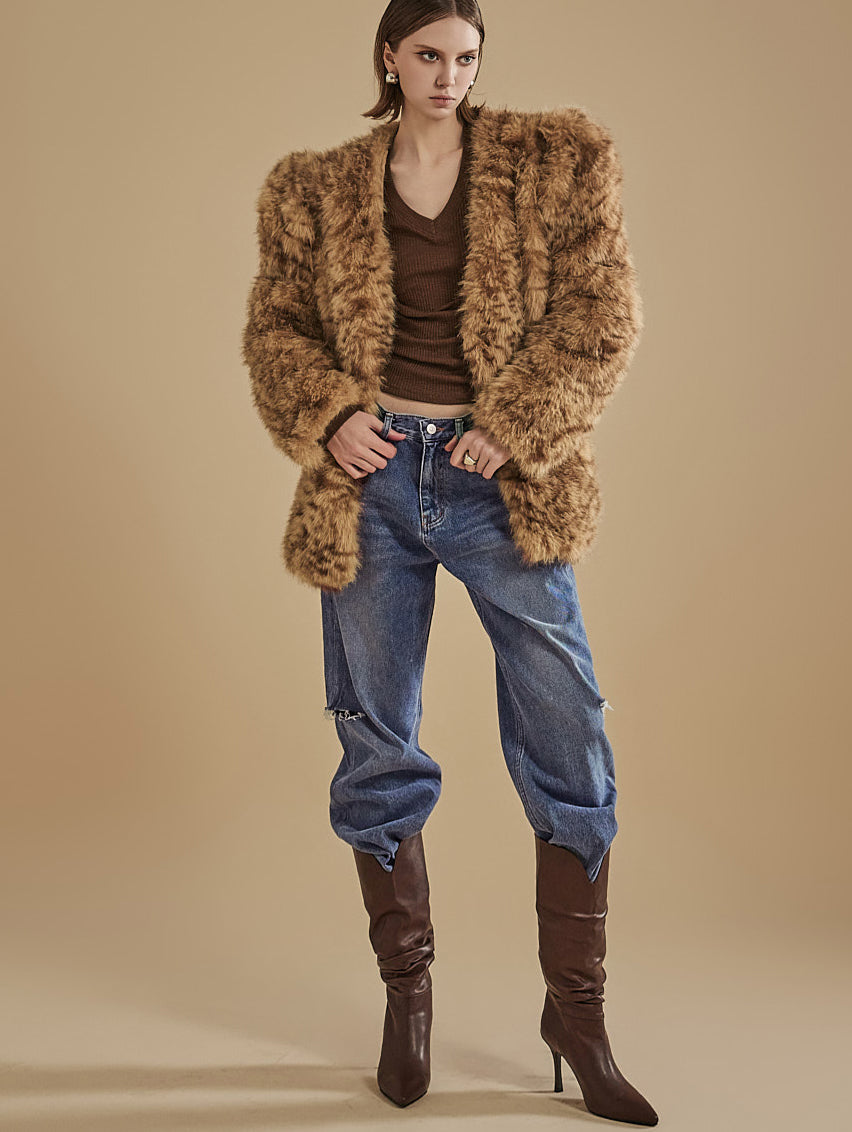 J2071 ヒョウ柄パフスリーブジャケット