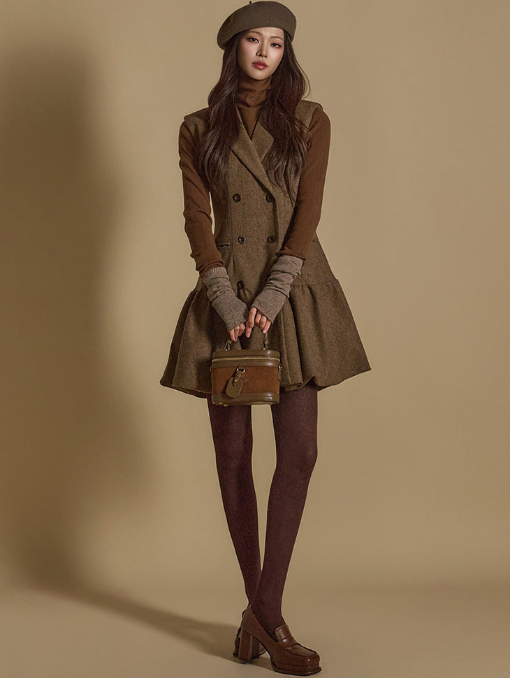 D5169 人字纹迷你连衣裙