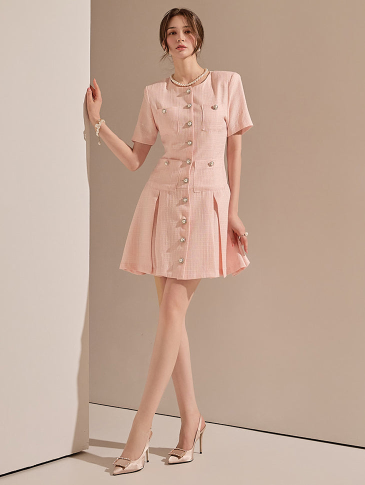 D4765 Tweed Mini Dress