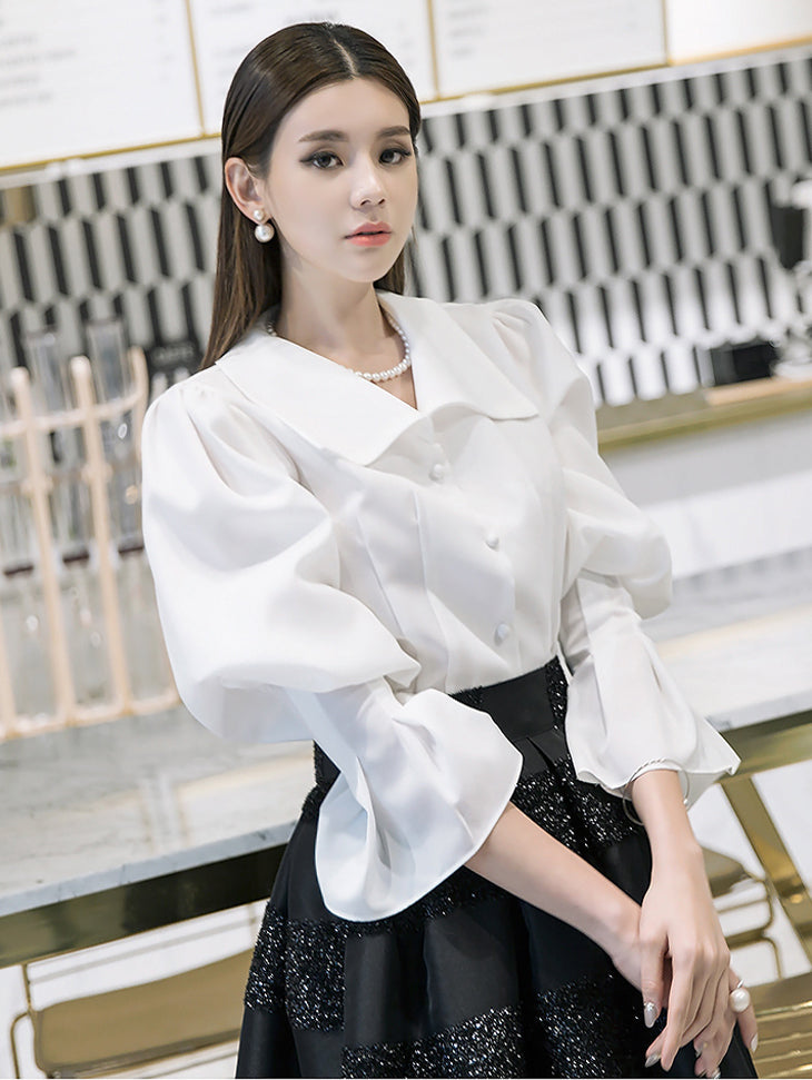 B2360 ビッグカラーピンタックブラウス