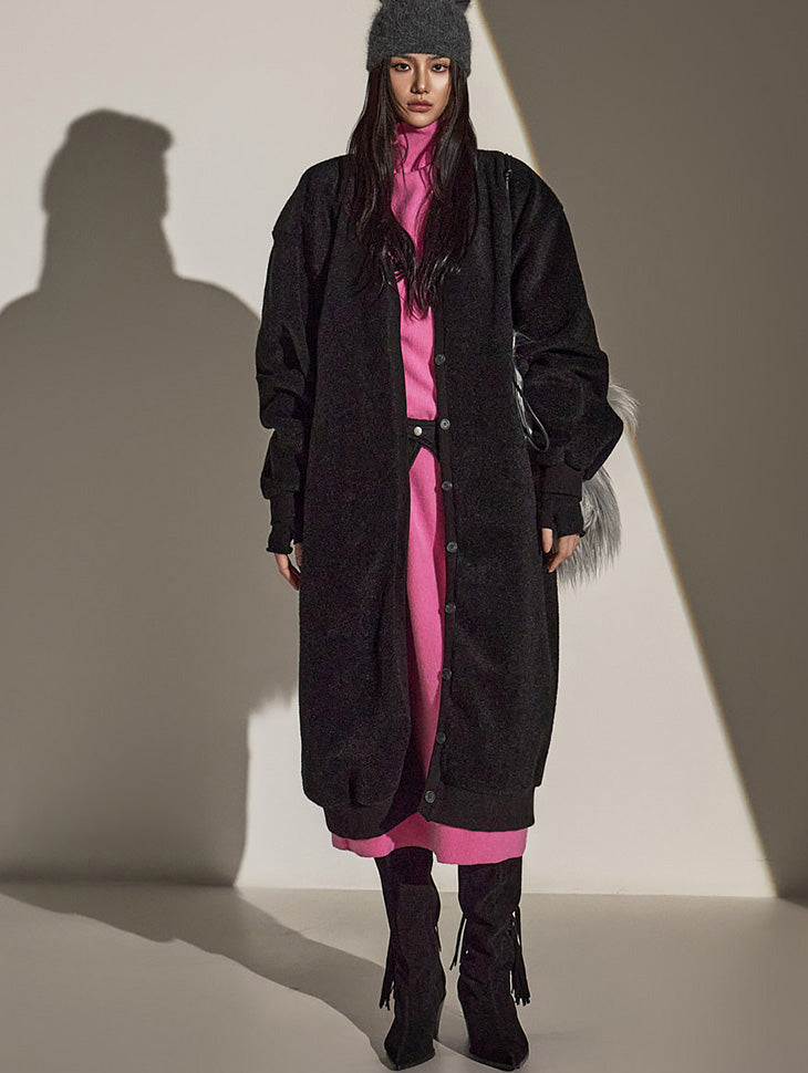 J2581 羊毛衬里长款开衫