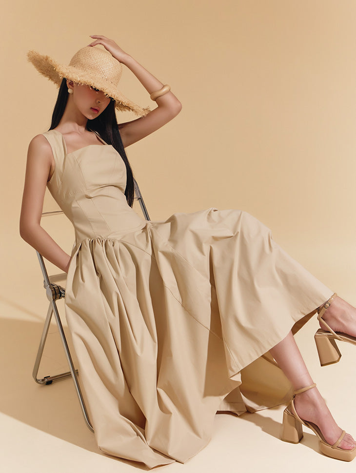 D9435 Shirring Sleeveless Dress