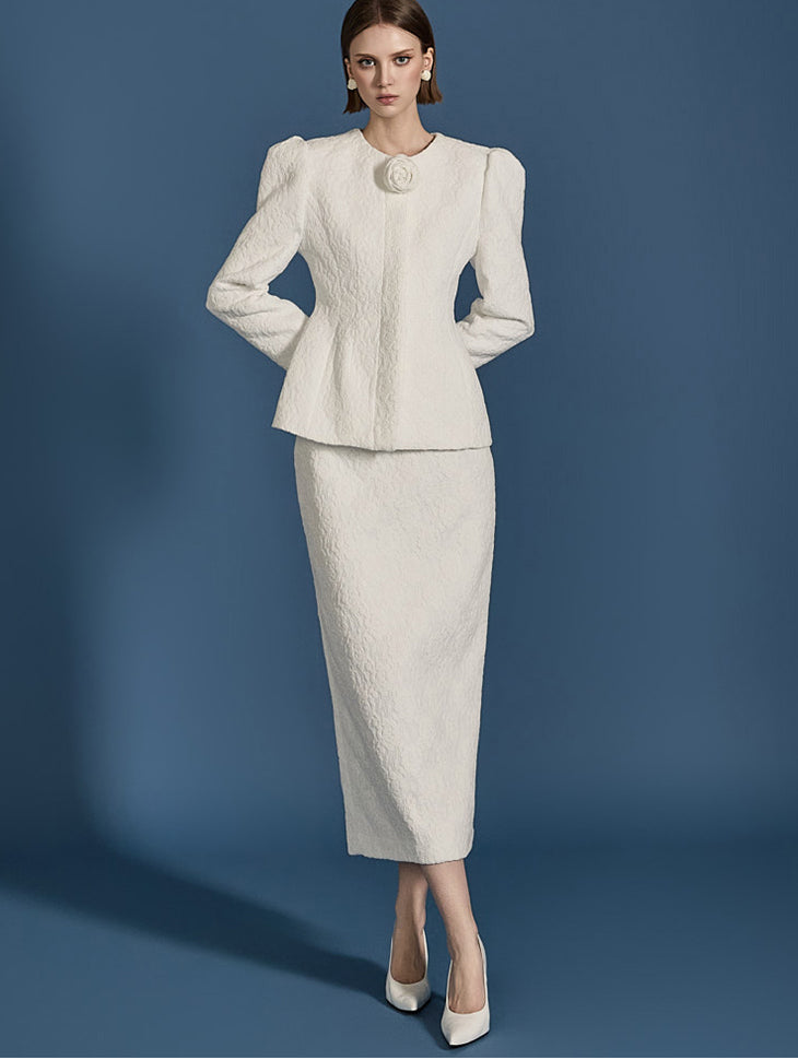 TP1980 提花夹克和裙子套装