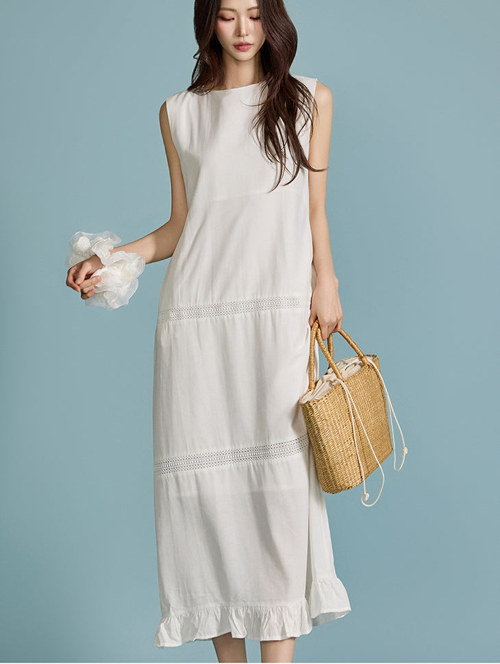 D5052 Embroidered Frill Dress