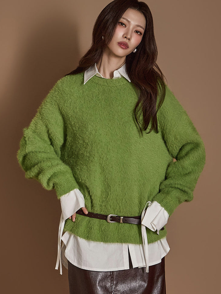 E3551 モヘアウォーマーニット