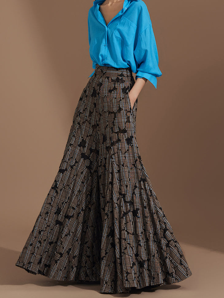 P9146 格子蕾丝裤