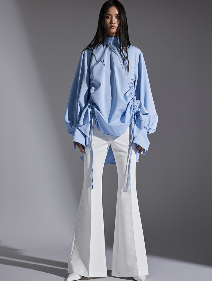 B9174 Side Drawstring Dressy Blouse