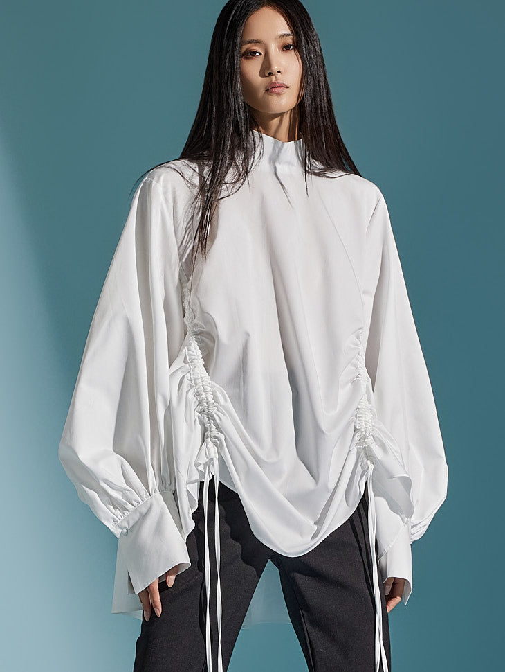 B9174 Side Drawstring Dressy Blouse