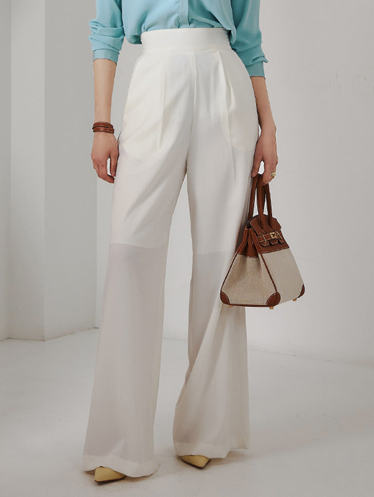 P9081 ハイウエストピンタックワイドスラックス