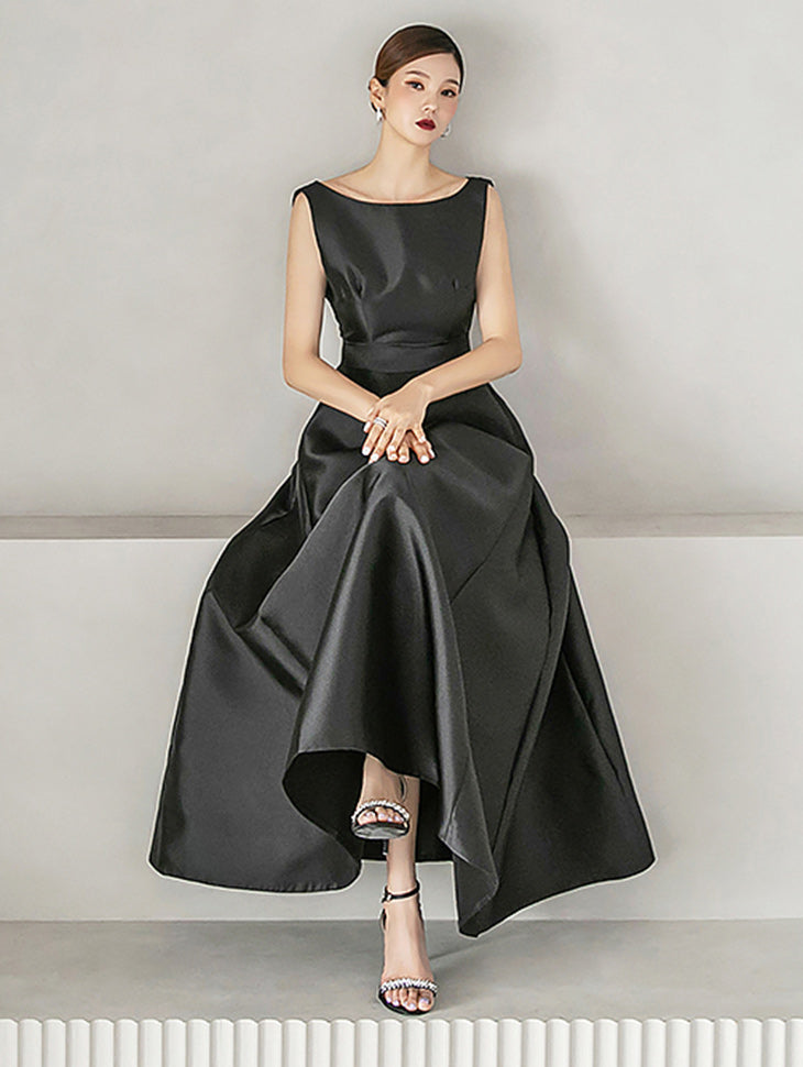 D9161 Back Slit Flare Dress