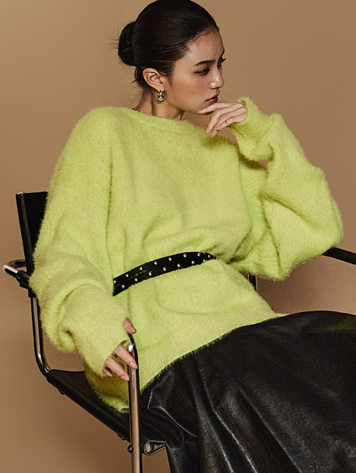 E3551 モヘアウォーマーニット