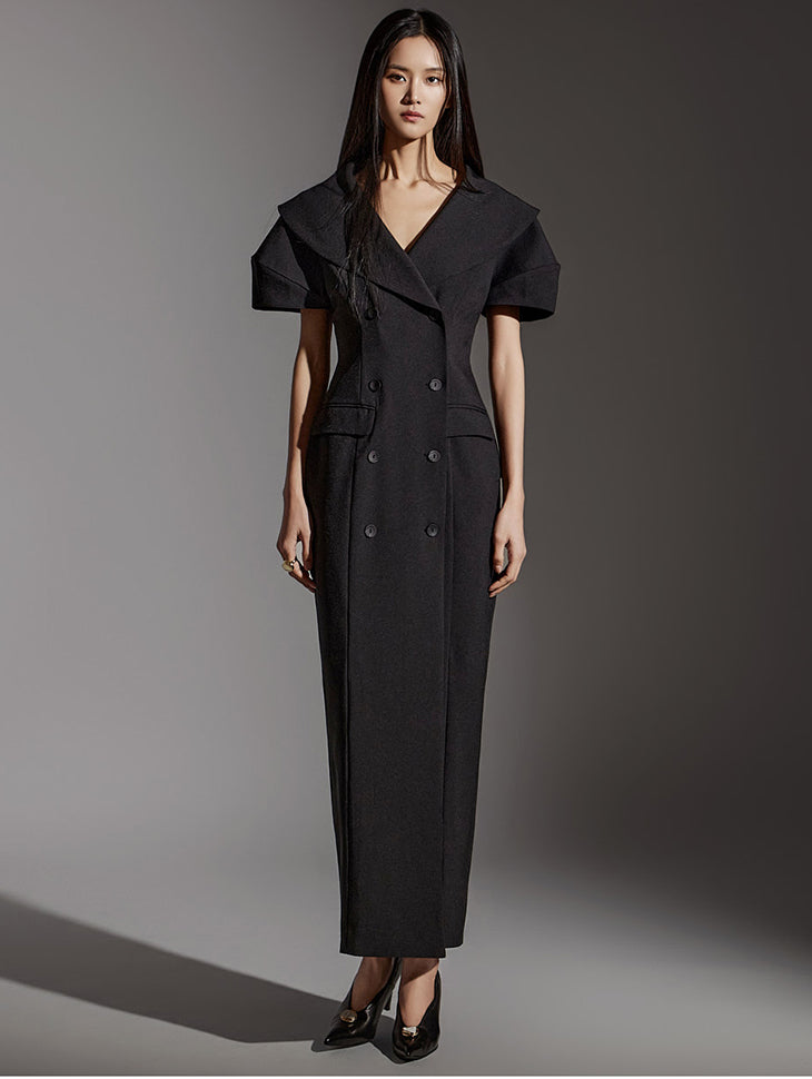 D9469 Shawl Collar Dress