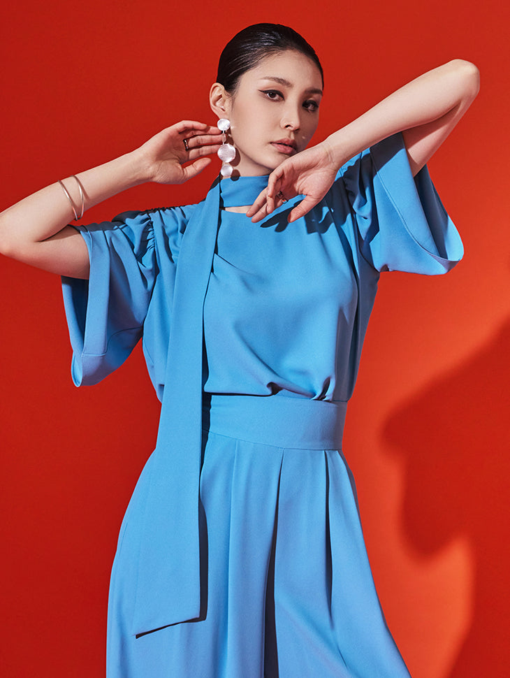 B2822 围巾衬衫套装