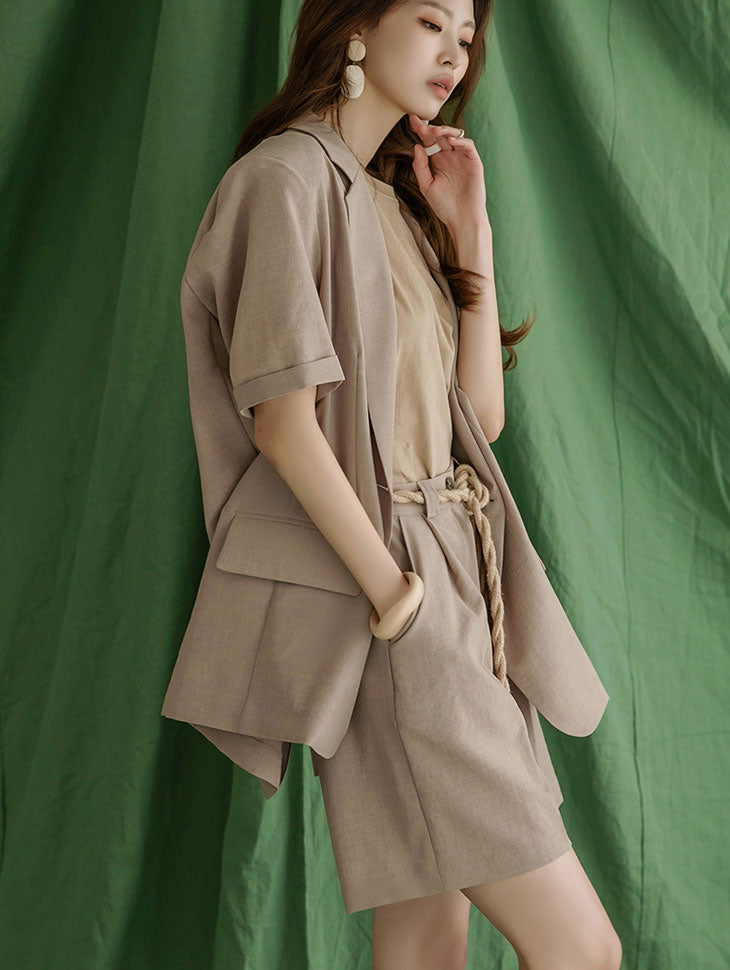 TP1251 Back Button Jacket Two-piece Set