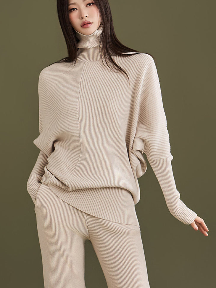 D4850 羊毛针织裤两件套