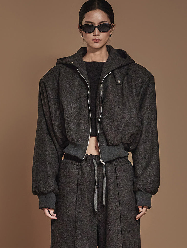 J2455 连帽短款毛衣夹克