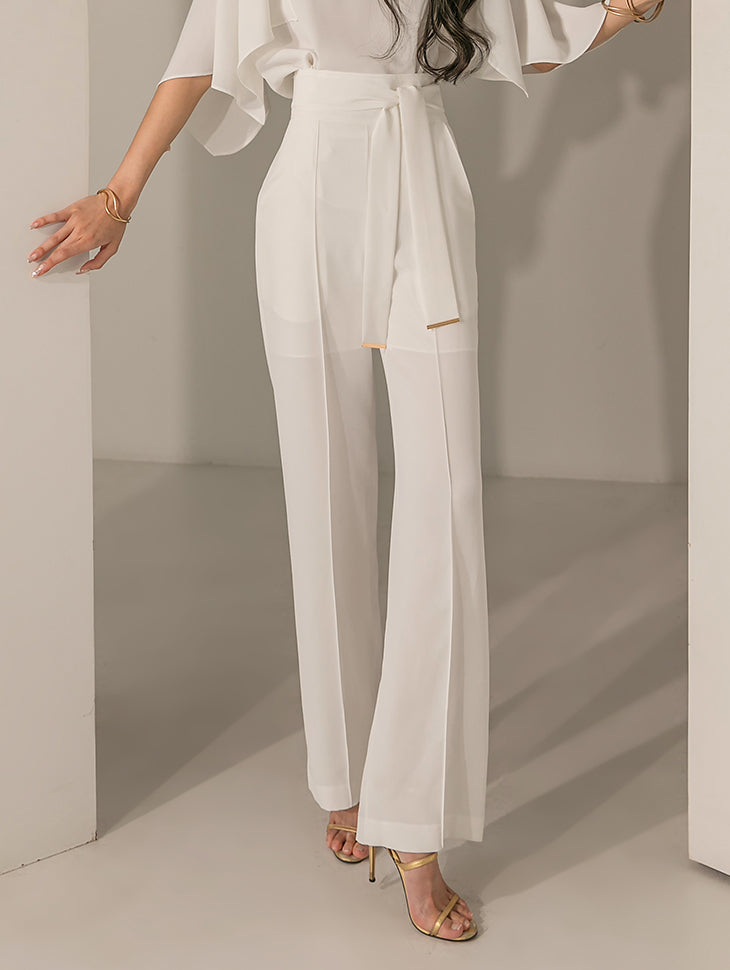 P2651 Strap Semi Wide Slacks