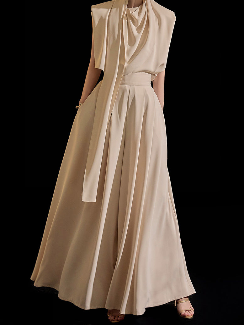 P9085 High Waist Pintuck Wide Slacks