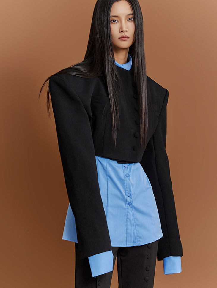 J9260 Wide Shoulder Single Crop Jacket