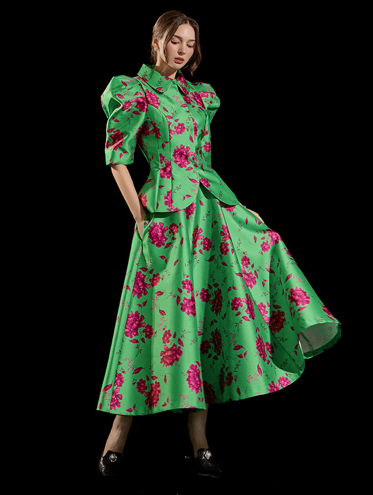 TP9126 Flower Puff Half Single Jacket Two-Piece