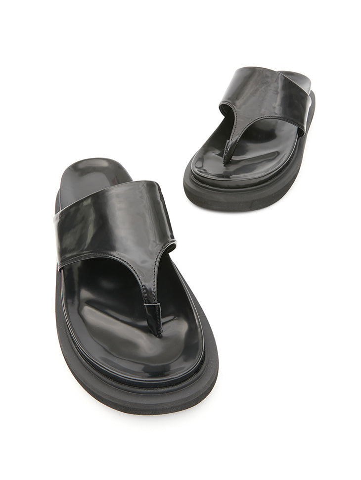 AR-2937 Patent Faux Leather Platform Flip Flop