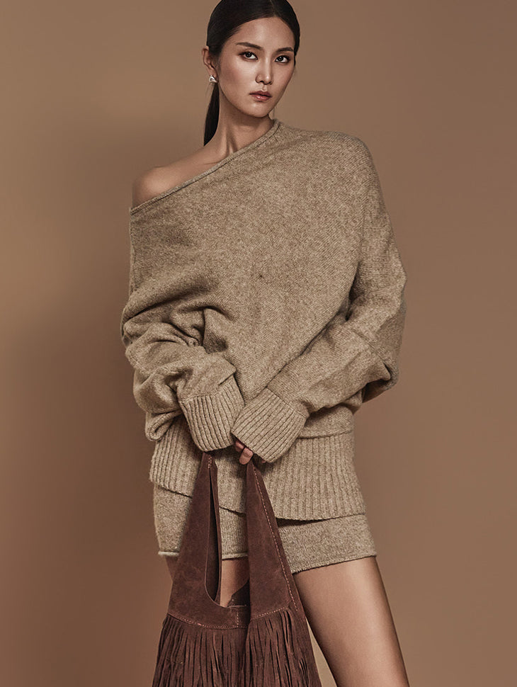 D5115 ワンショルダーニットツーピース