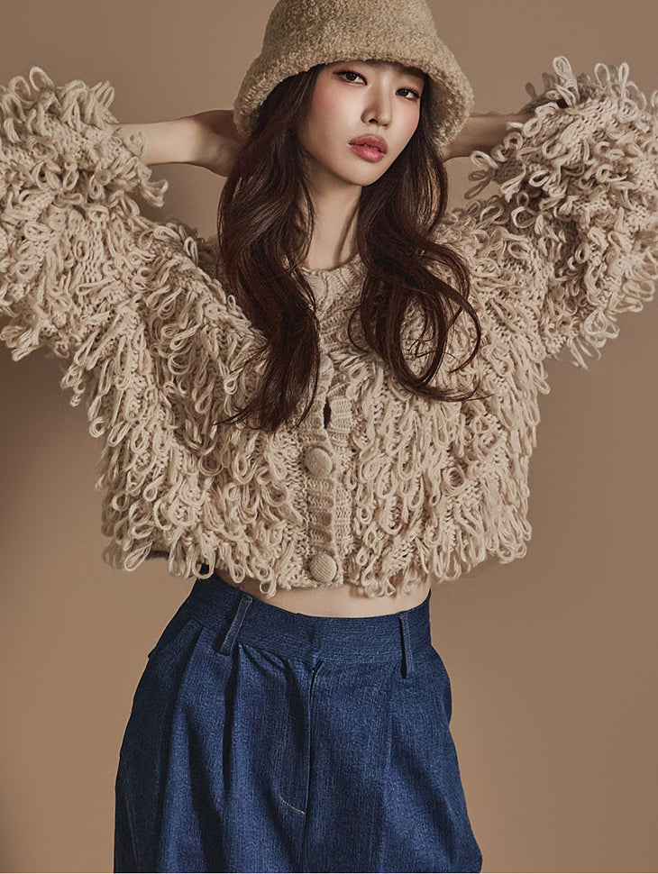 J2440 圈圈呢开衫