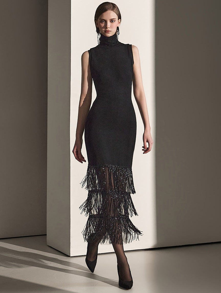 D9461 Spangle Sheer Knit Dress