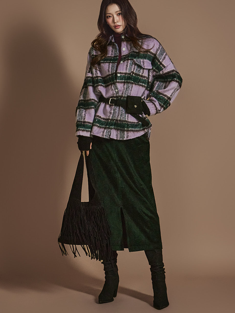 SK2838 灯芯绒开衩裙